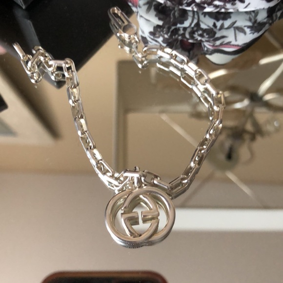 New Authentic GUCCI Interlocking G Chain Linked 925 Sterling Silver Bracelet - Picture 5 of 8